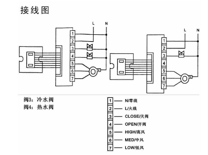 風(fēng)機(jī)盤(pán)管控制器接線圖